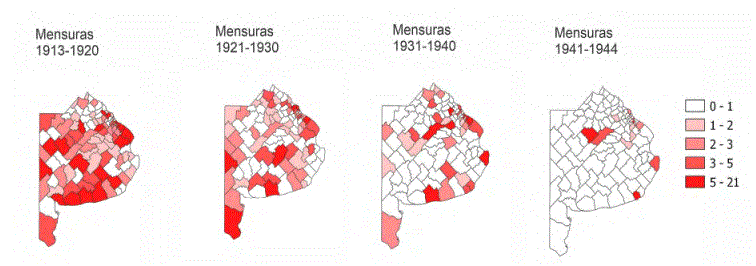 Esquemas cartográficos de la provincia de Buenos Aires número de relevamientos registrados entre 1913-1944